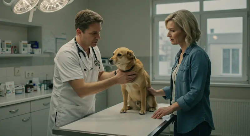 Veterinário especializado em comportamento faz avaliação clínica em cão ansioso para indicação de abordagem terapêutica